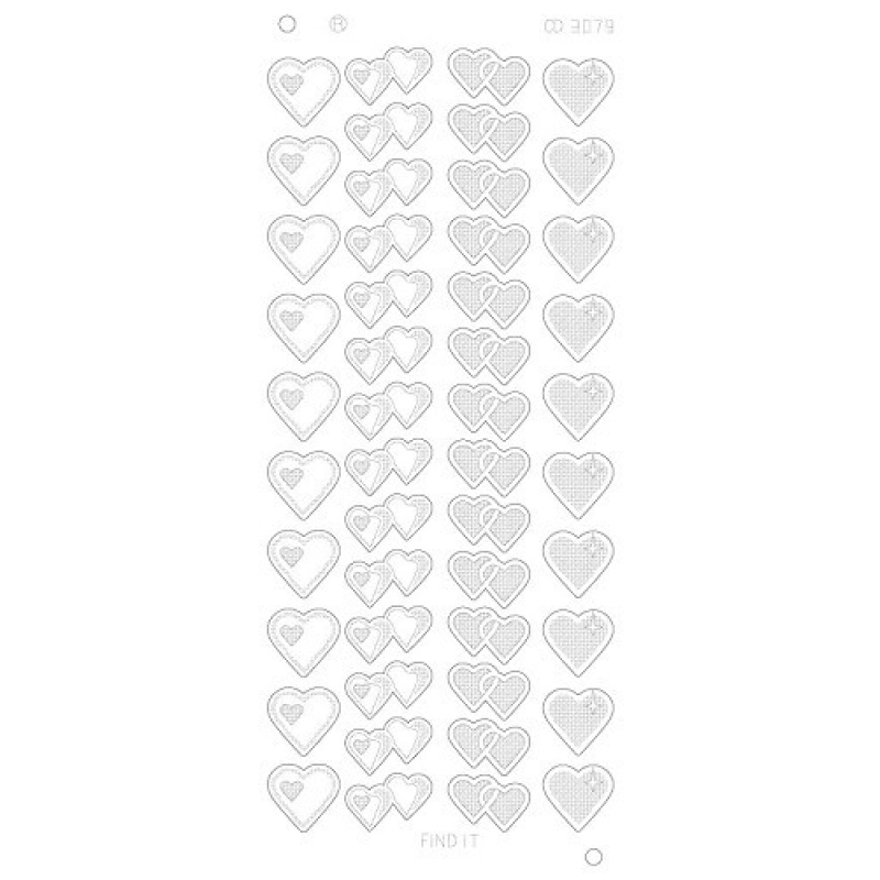 Stickervel: Hearts Various- platinum - Goud